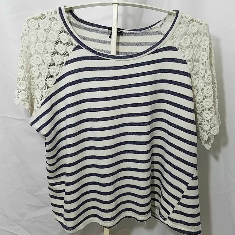 Torrid Blue and White Lace Top